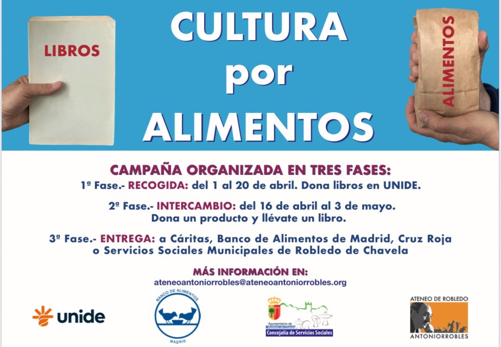Robledo de Chavela solidario: CULTURA POR&nbsp;ALIMENTOS
